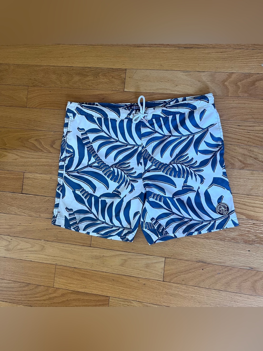 Original Penguin White & Blue Tropical Swim Shorts